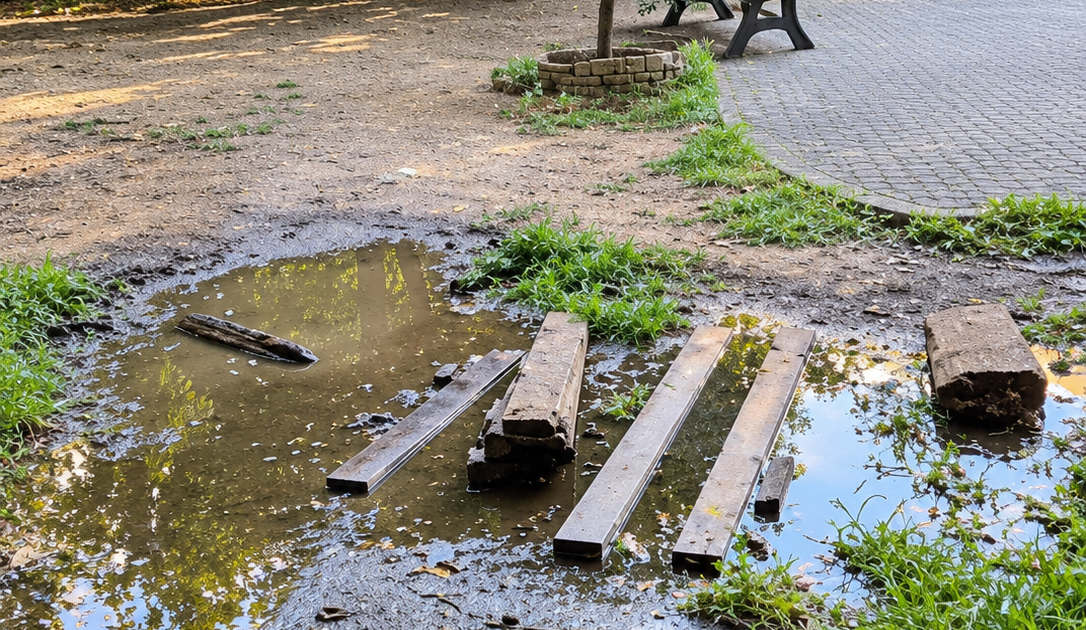 Parco Merolli: degrado e acqua stagnante, il Consigliere Alongi scrive al Municipio e chiede un intervento urgente: “Basta parole”